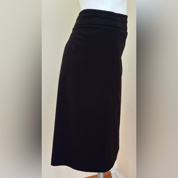 George Black Midi Skirt Closure Zipper In Back Fully Lined Liner Has Rip Sz 16 - Picture 3 of 11